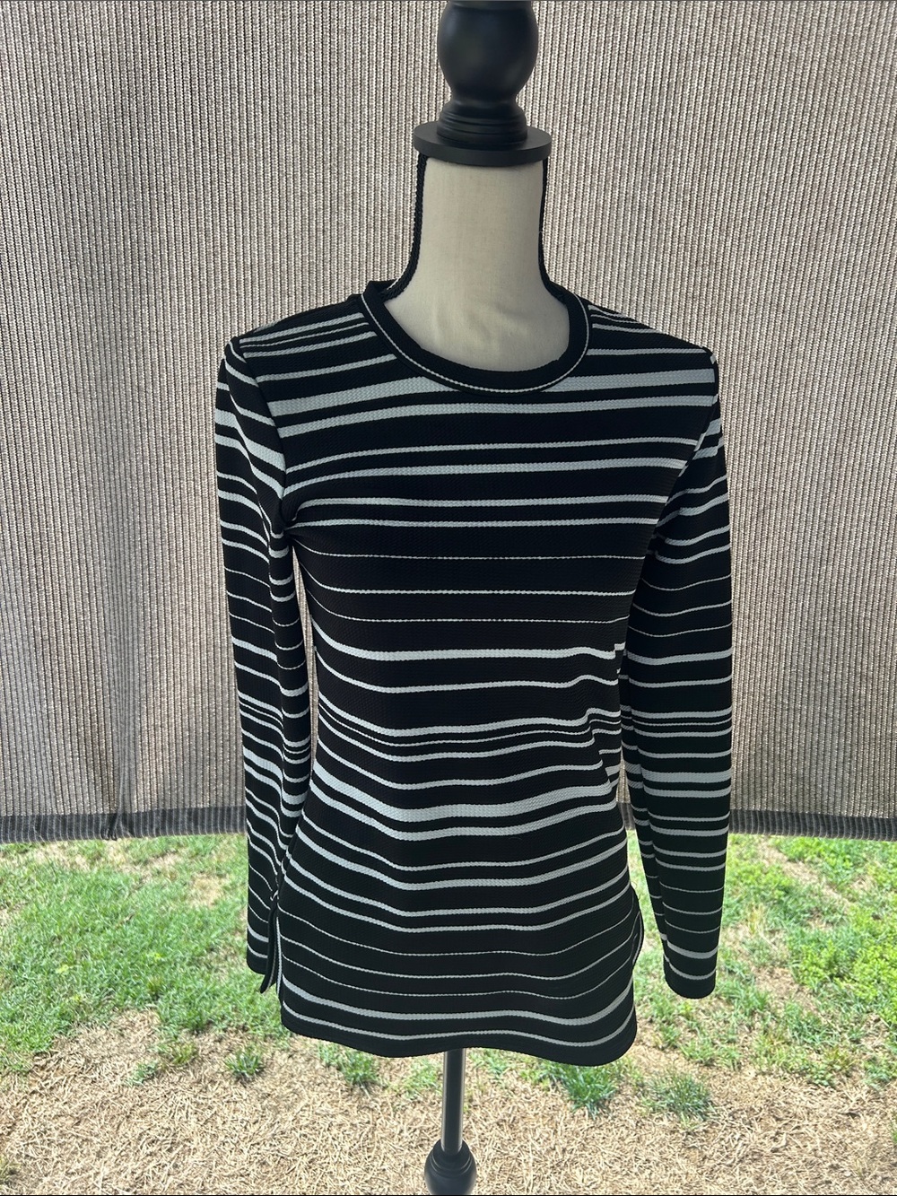 Noisy May Black and White Striped Knit Top